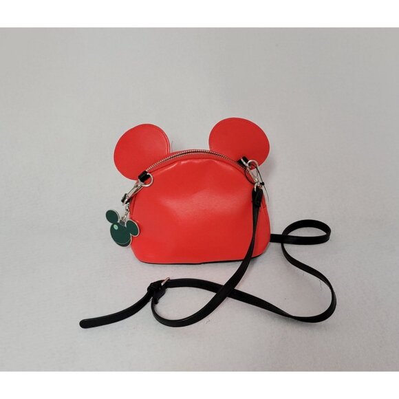 Disney Minnie Mouse Peppermint Swirl Crossbody Bag With Green Bow & Black Strap - Picture 3 of 11